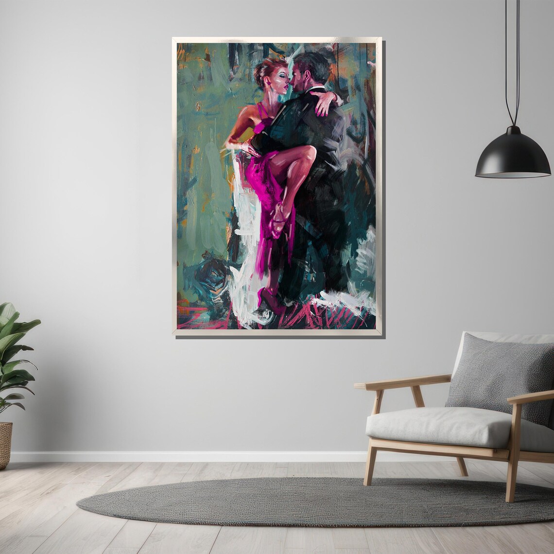 Elegant Tango Couple Painting, Modern Dance Art Print - Image 3