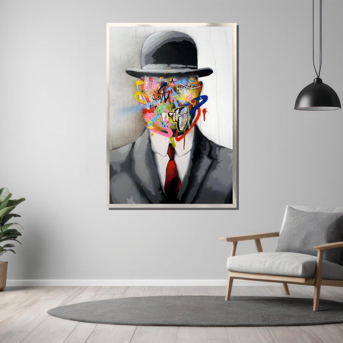 Modern Surreal Faceless Man Graffiti Art Print - Image 3
