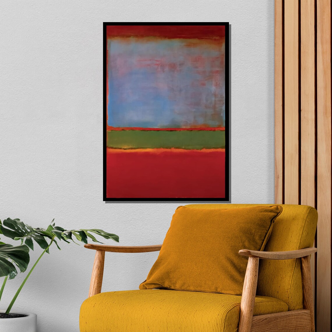Vibrant Blue, Red and Green Abstract Wall Art Print - Image 4