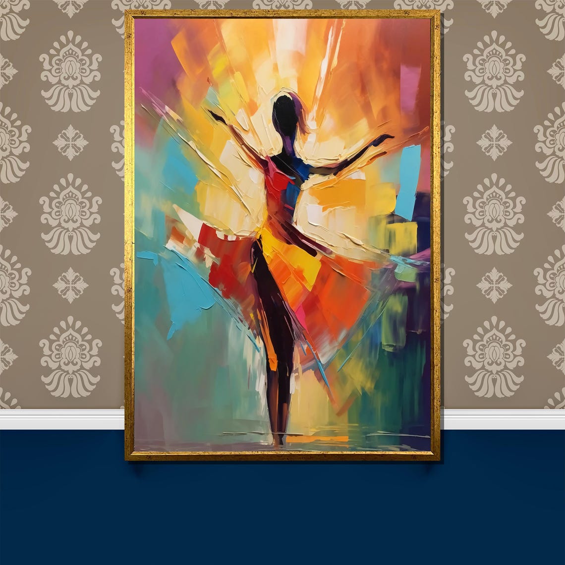 Abstract Ballerina in Bold Colorful Knife-Stroke Painting Poster