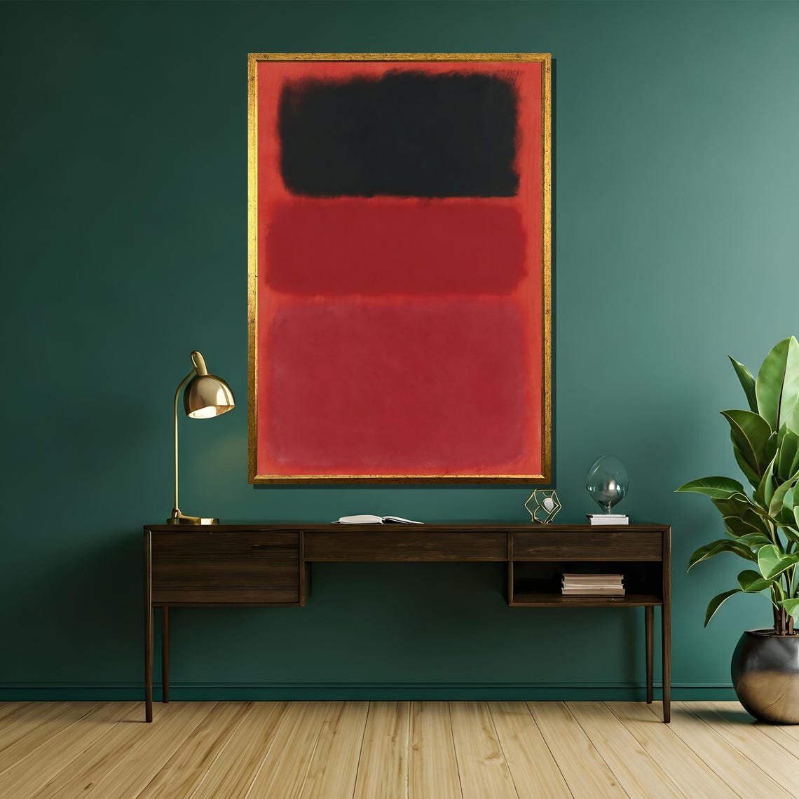 Rothko Style Black And Red Triple Band Color Field Abstract Poster - Image 5