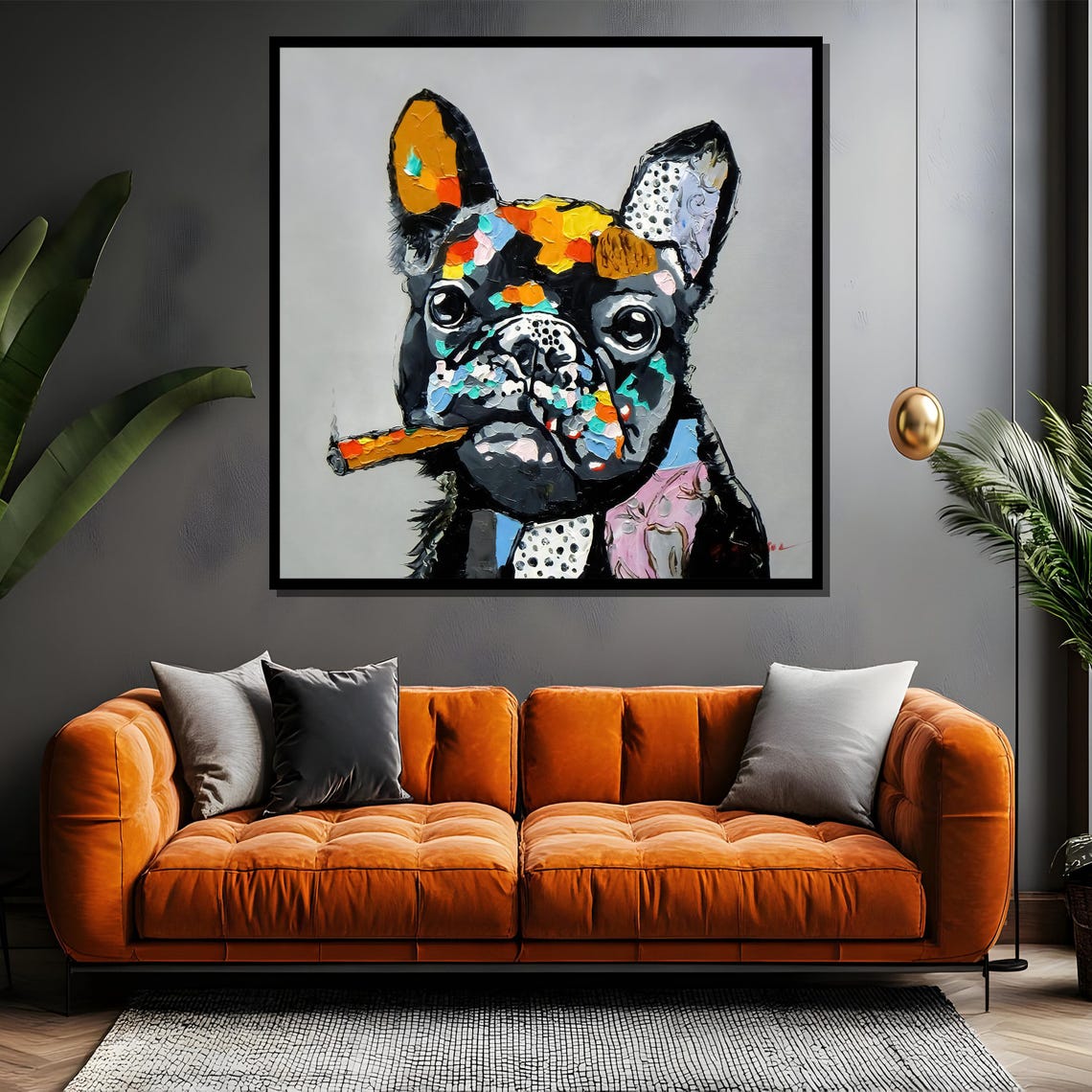French Bulldog with Cigar in Colorful Abstract Pop Art Poster - Image 4
