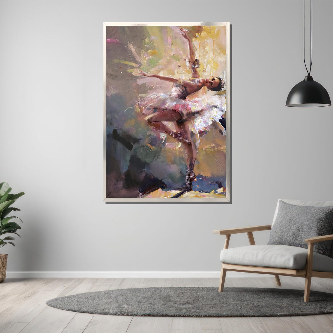 Ballerina in Pastel Tutu Impressionist Mid-Dance Painting Poster - Image 3
