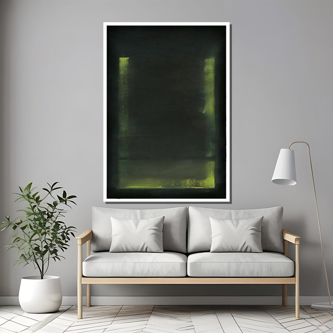 Dark Green Abstract With Subtle Lime Highlights Minimalist Wall Poster - Image 2