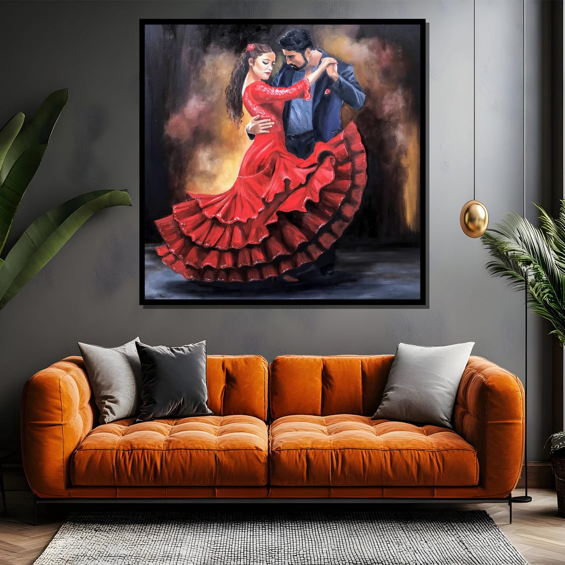 Flamenco Dancers In Red Dress Passionate Spanish Dance Painting Poster - Image 4