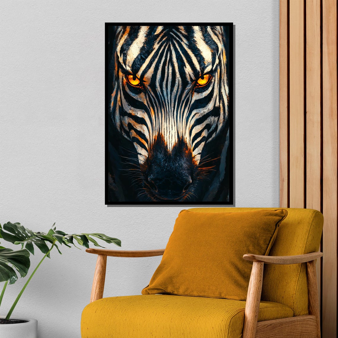Zebra Face Close Up Striking Golden Eyes Wildlife Art Poster - Image 4