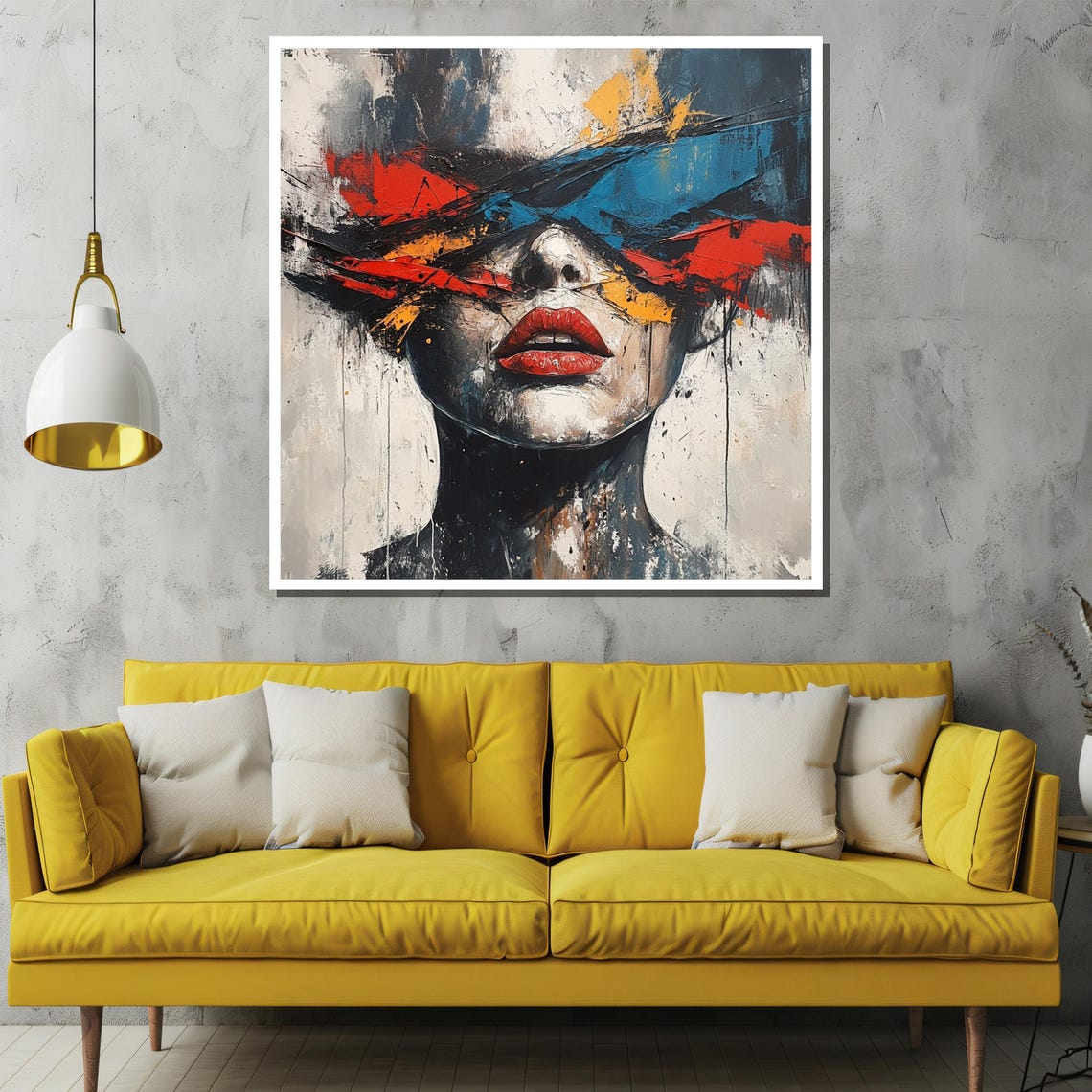 Bold Abstract Portrait Painting With Vibrant Brushstrokes Unique Artistic Gift For Modern Home And Wall Decor - Image 3