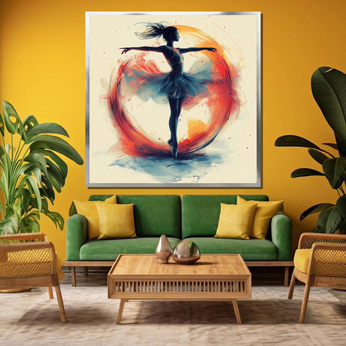 Abstract Ballerina Dance In Motion Red Swirl Watercolor Art Poster - Image 3