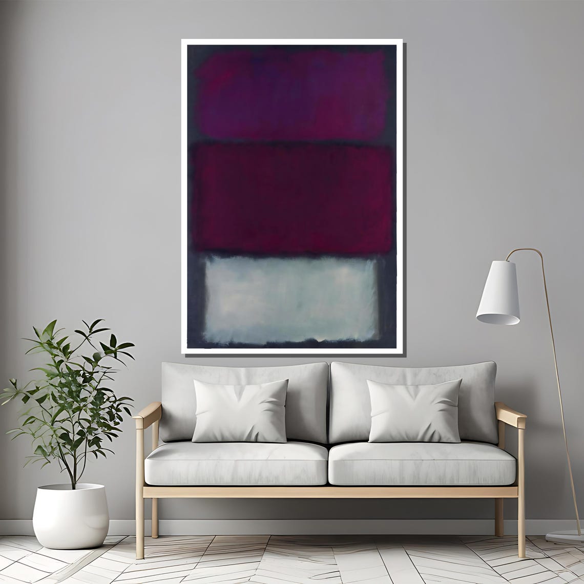 Plum Purple and Misty Gray Color Field Rothko Inspired Poster - Image 2