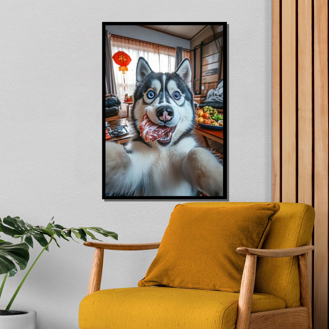 Paws Up Husky Selfie Dog Caught Stealing Steak Funny Pet Poster - Image 4