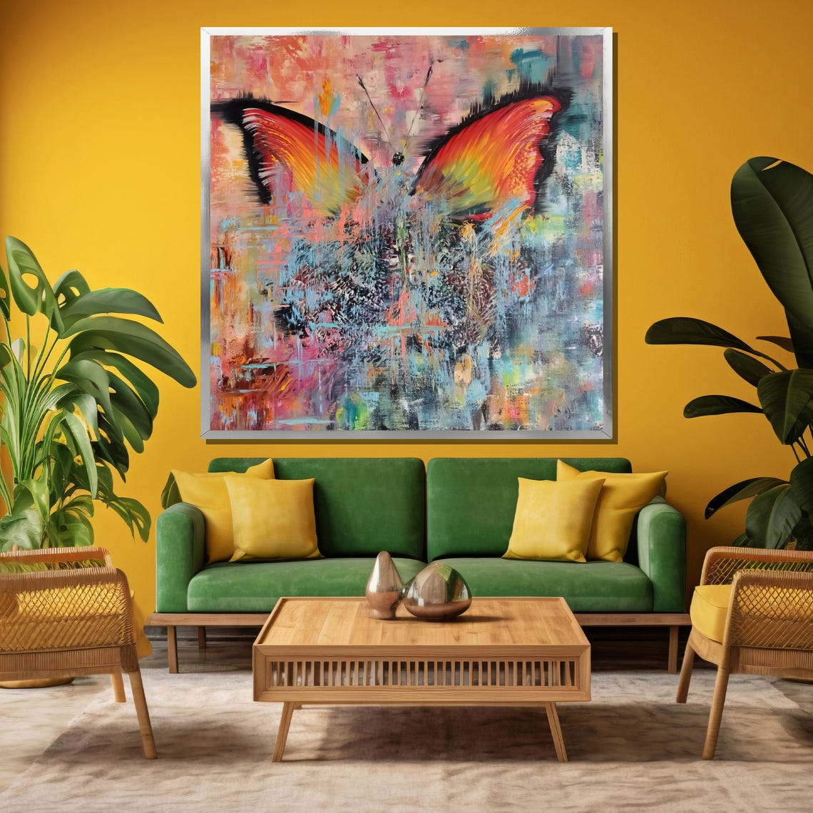 Colorful Abstract Butterfly With Fiery Red Wings Artwork Poster - Image 3