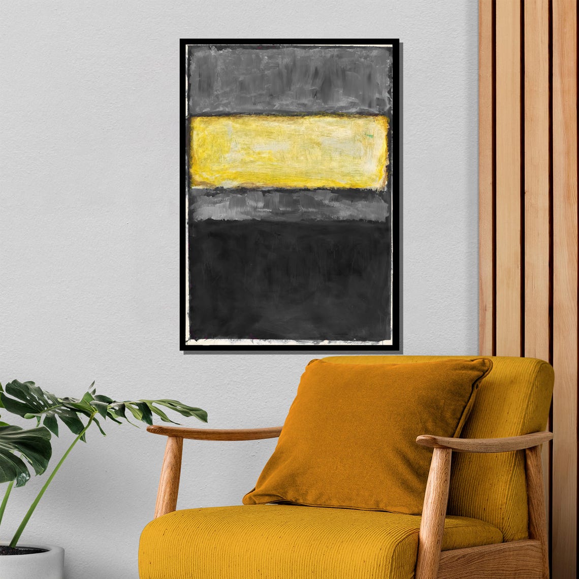 Gray Yellow and Black Stacked Color Field Rothko Inspired Poster - Image 4