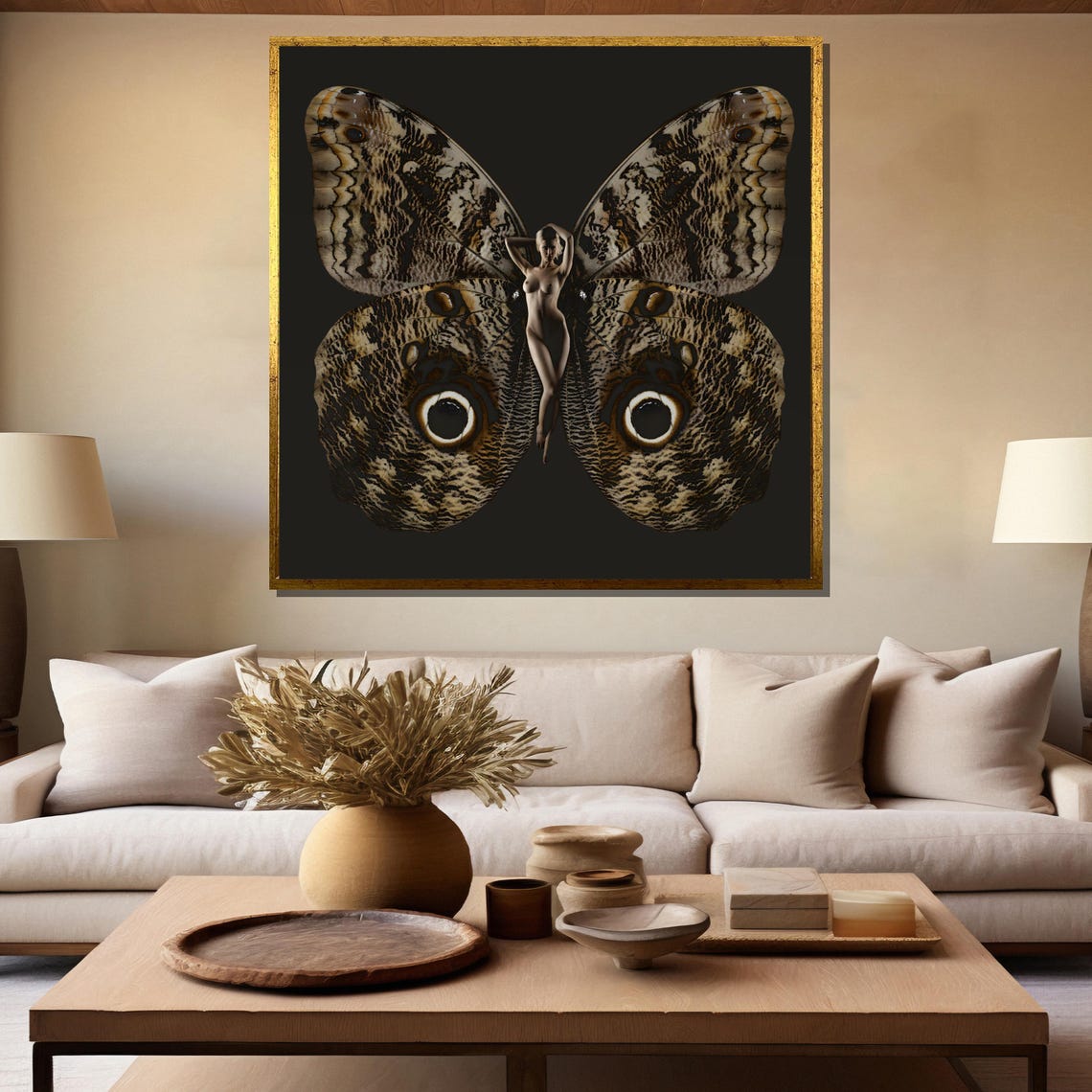 Surreal Owl Butterfly Woman with Eye Spots Dark Fantasy Poster - Image 5
