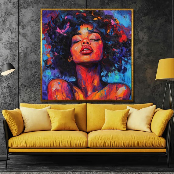 Colorful Expressionist Portrait of Afro Woman Art Wall Poster