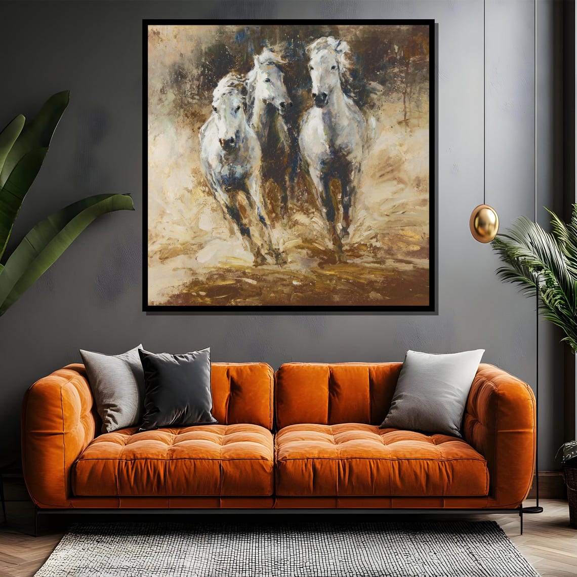 Two Wild White Horses Galloping Through Mist And Water Poster - Image 4