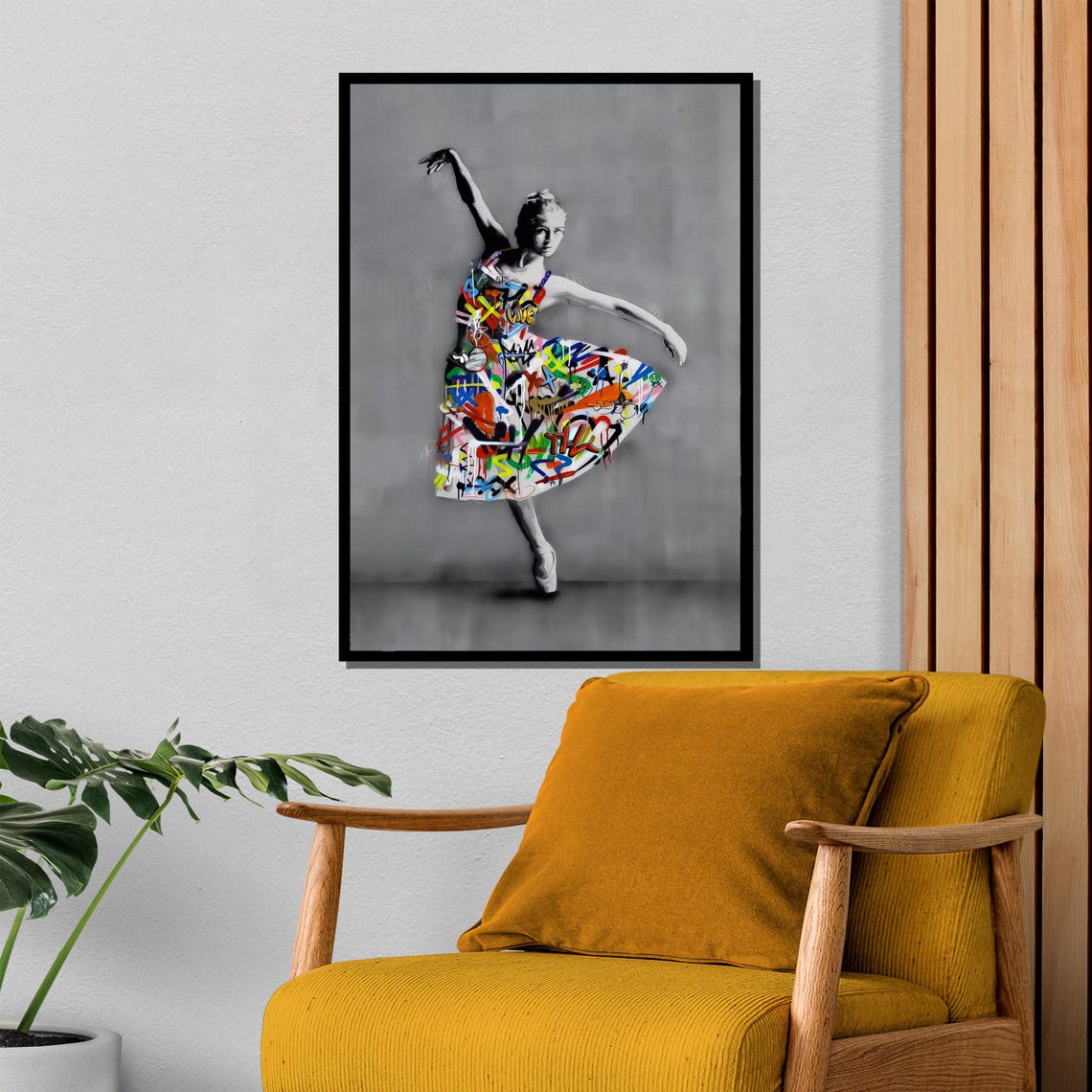 Ballerina Graffiti Tutu Black White Dance Art Ballet Elegant Poster - Image 4