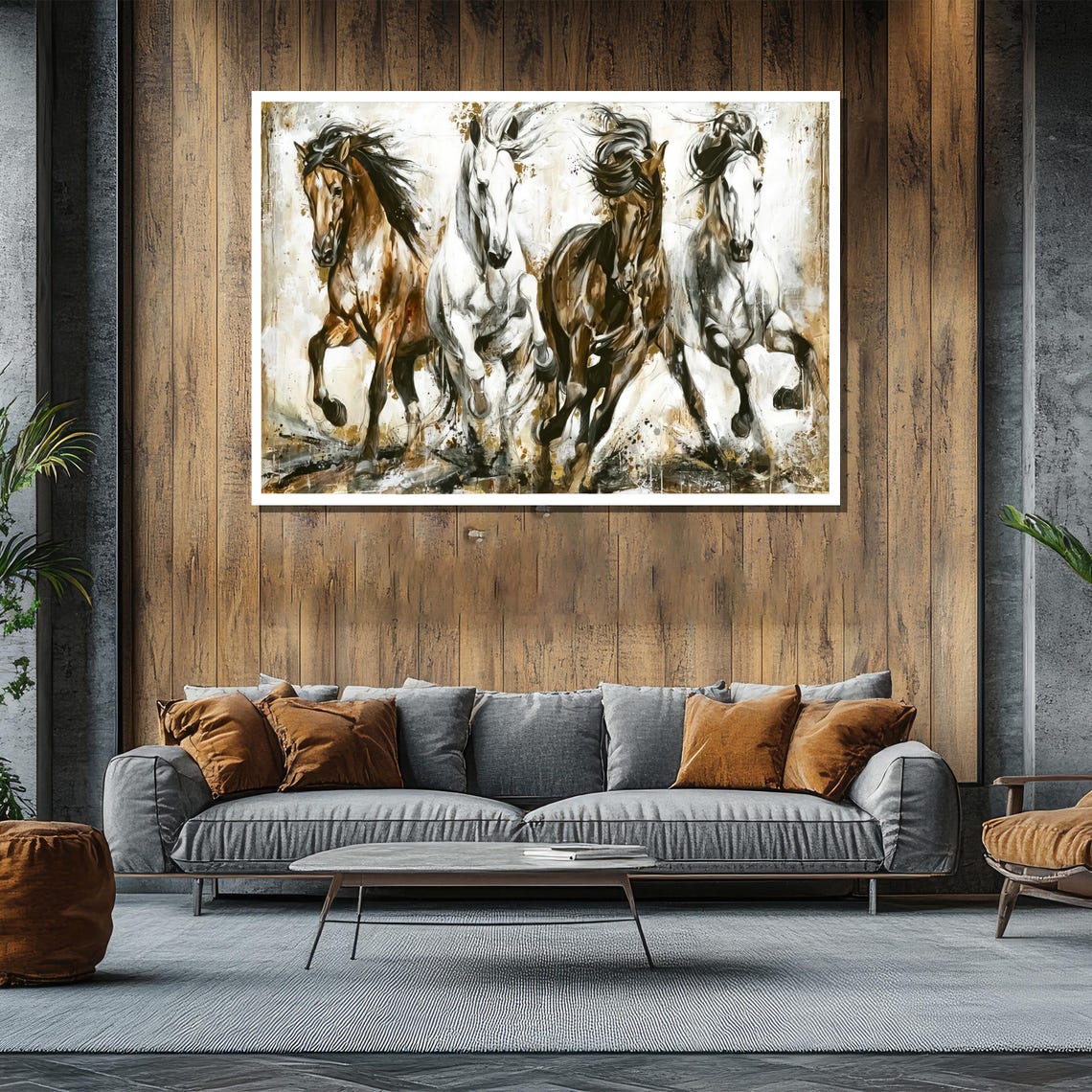 Four Galloping Horses Expressive Watercolor Equine Art Poster - Image 2