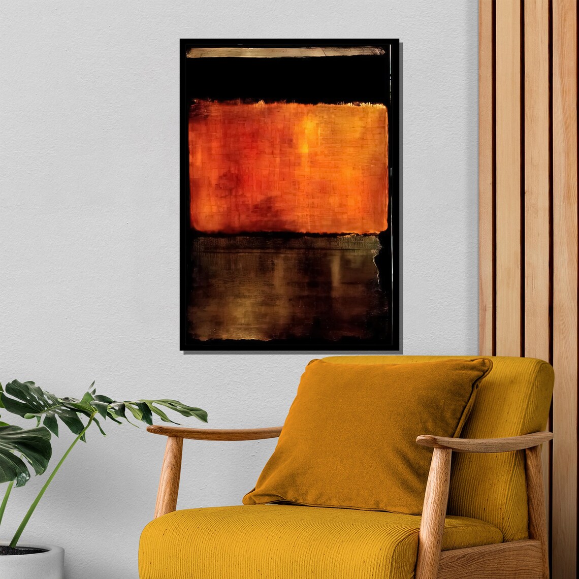 Mark Rothko Fiery Orange And Deep Brown Abstract Painting Striking Gift For Modern Interiors - Image 4