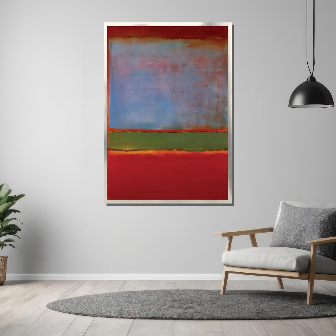 Vibrant Blue, Red and Green Abstract Wall Art Print - Image 3