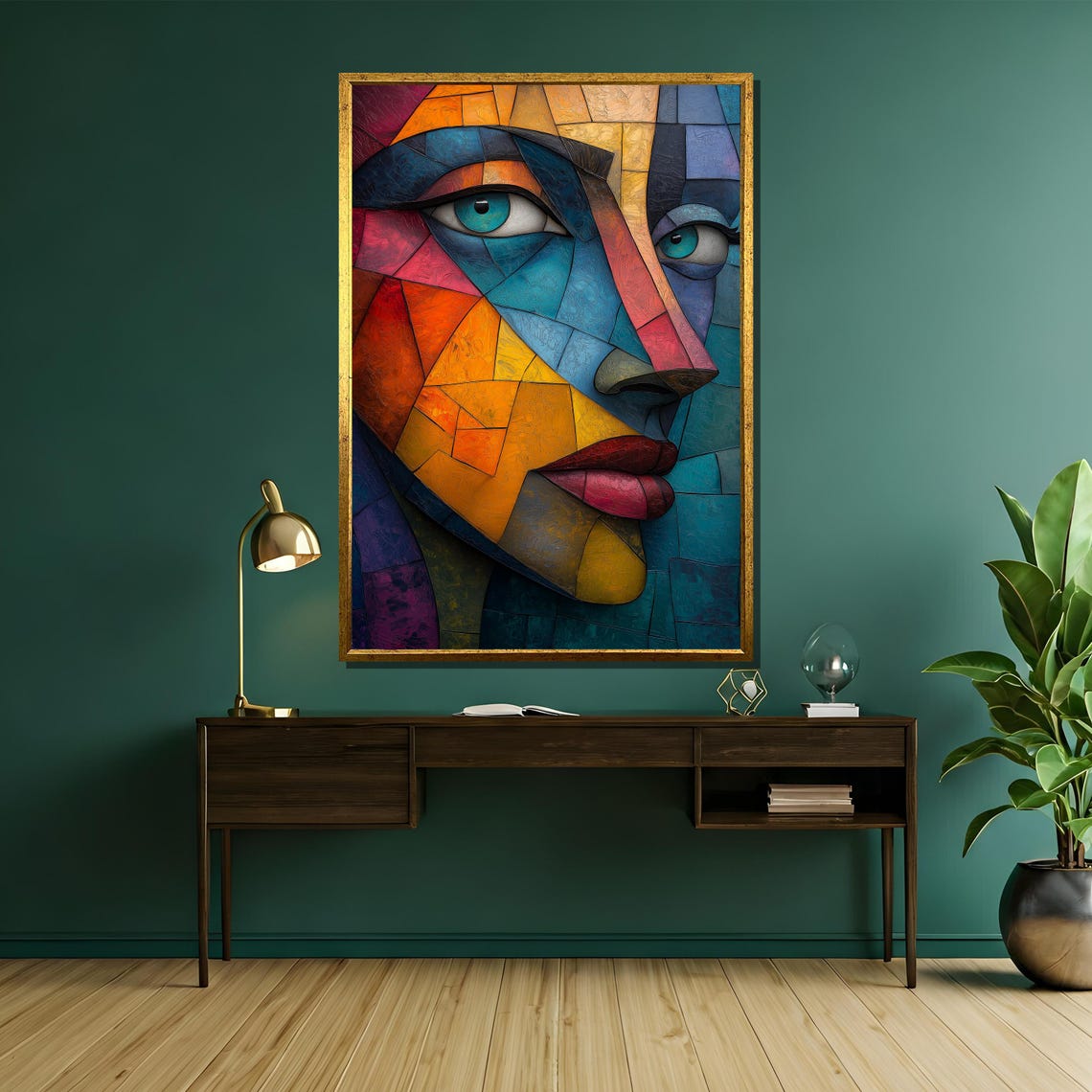 Colorful Geometric Portrait Painting Modern Abstract Art Gift For Vibrant Home Decor And Artistic Expression - Image 5
