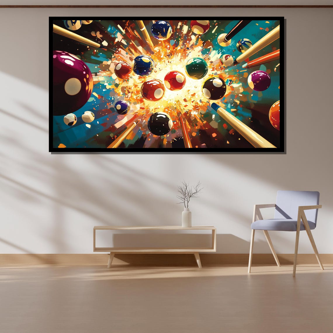 Colorful Billiard Break Burst in Dynamic Pop Artwork Wall Poster - Image 4