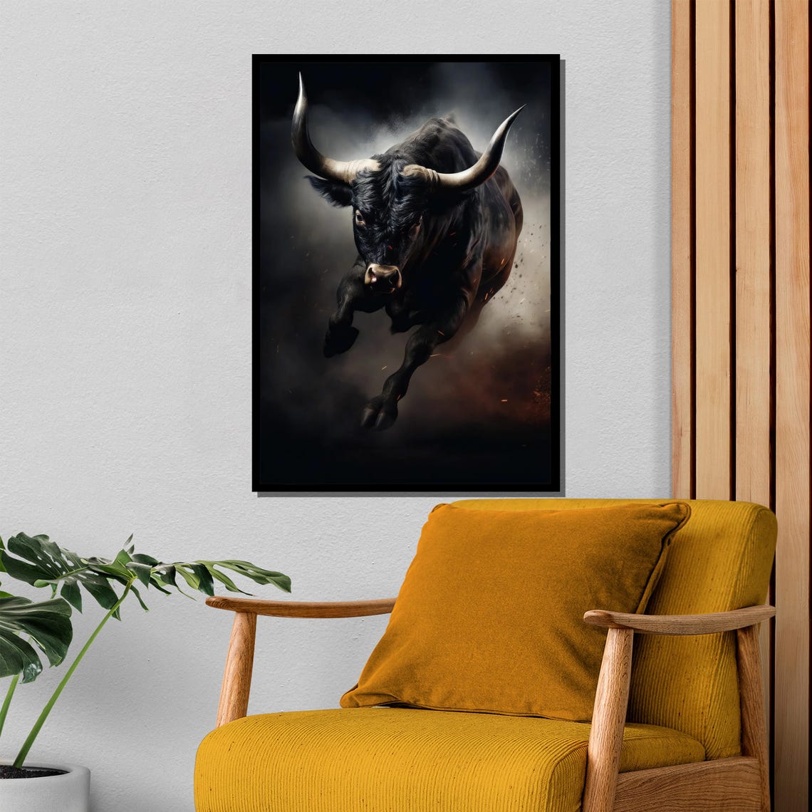 Dynamic Charging Bull Painting Bold Power And Strength Wall Art Gift Modern Animal Decor For Home And Office Spaces - Image 4