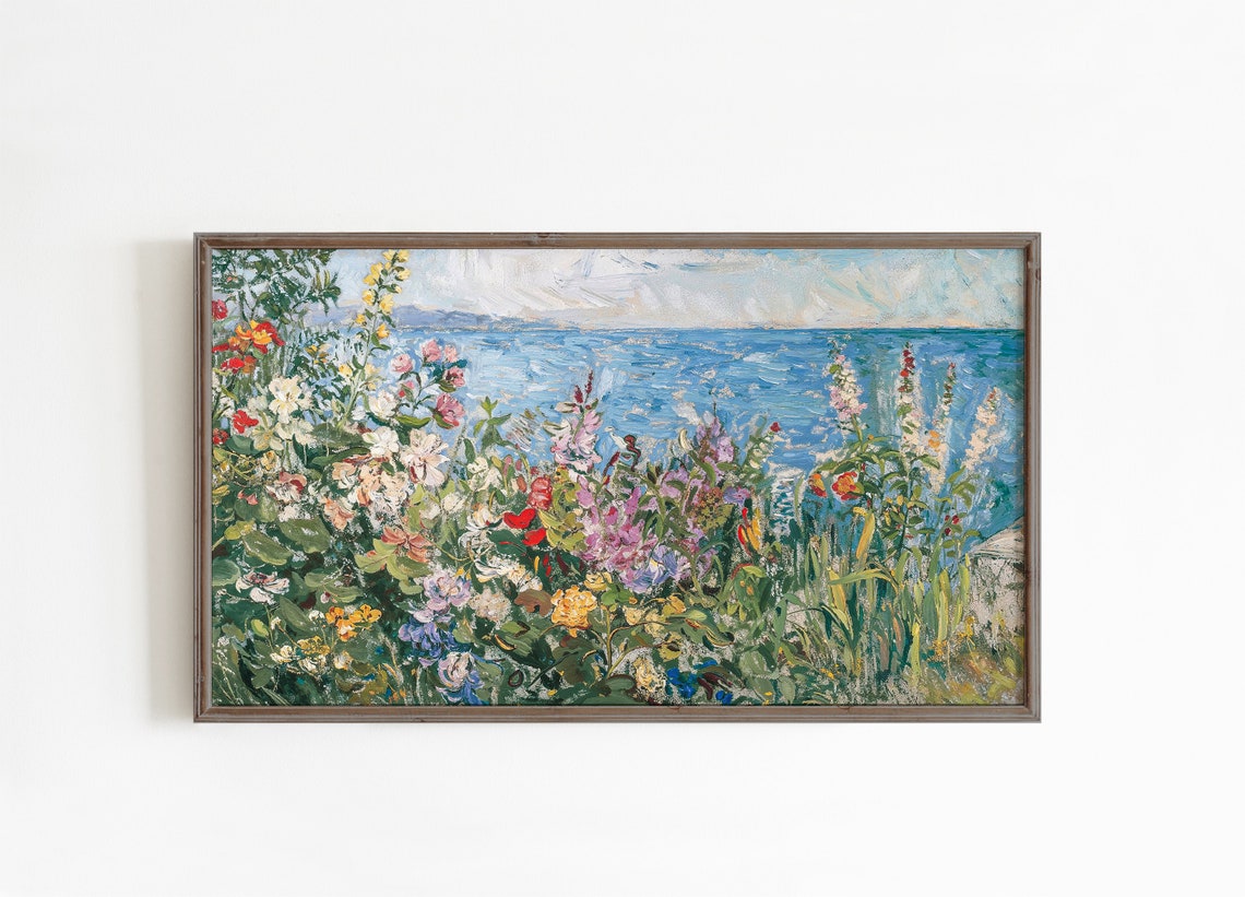 Wildflower Garden by the Sea Impressionist Floral Art Poster - Image 3