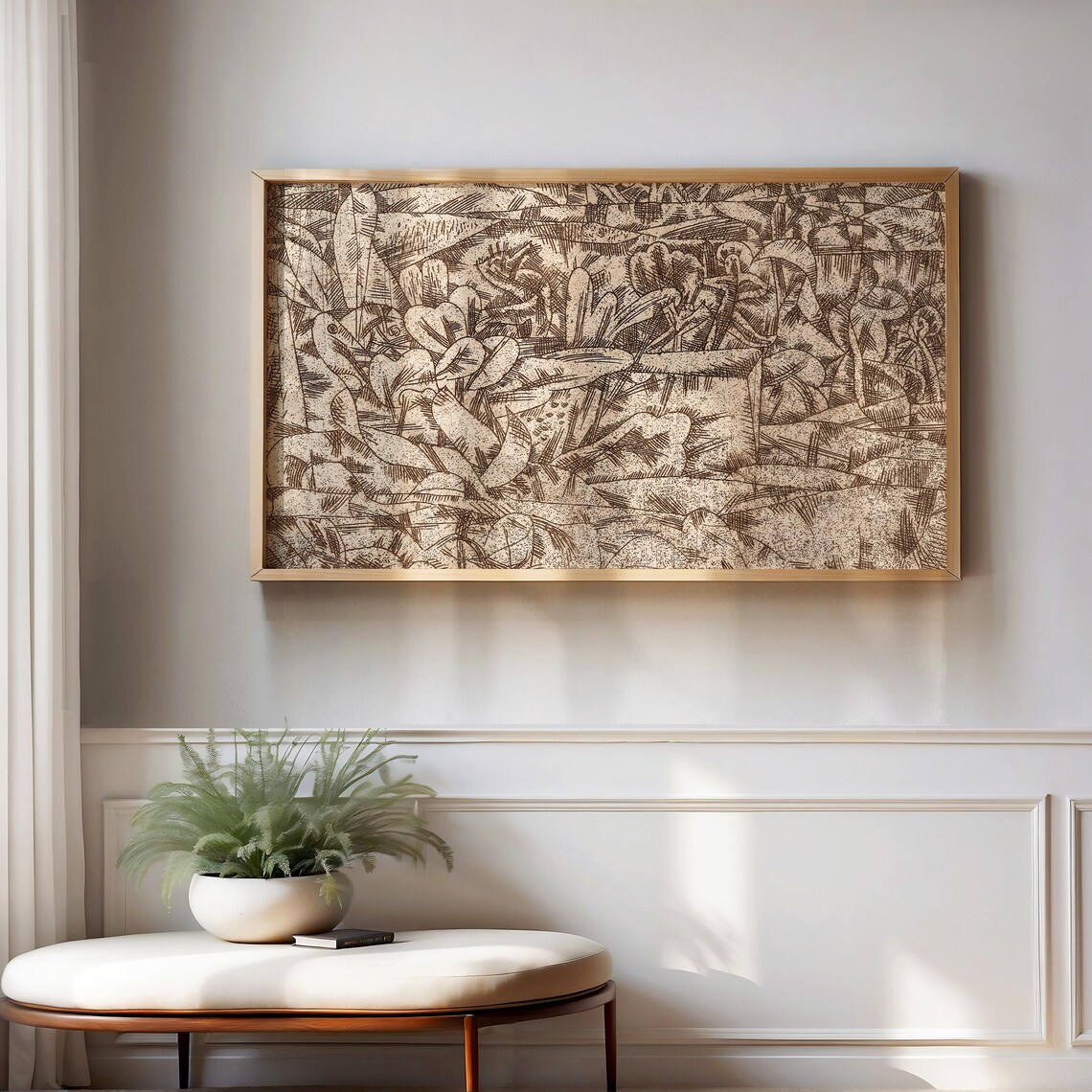 Spring Botanical Abstract Beige Art Print - Image 3