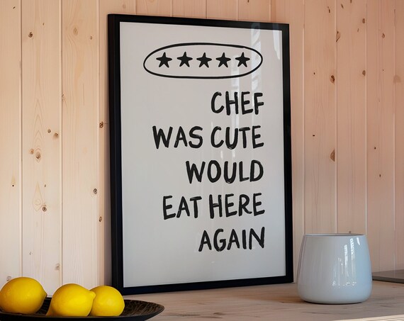 Trendy Chef Art Aesthetic Kitchen Decor Cute Cooking Wall Art Minimalist Heart Print For Stylish Home Cooking Space