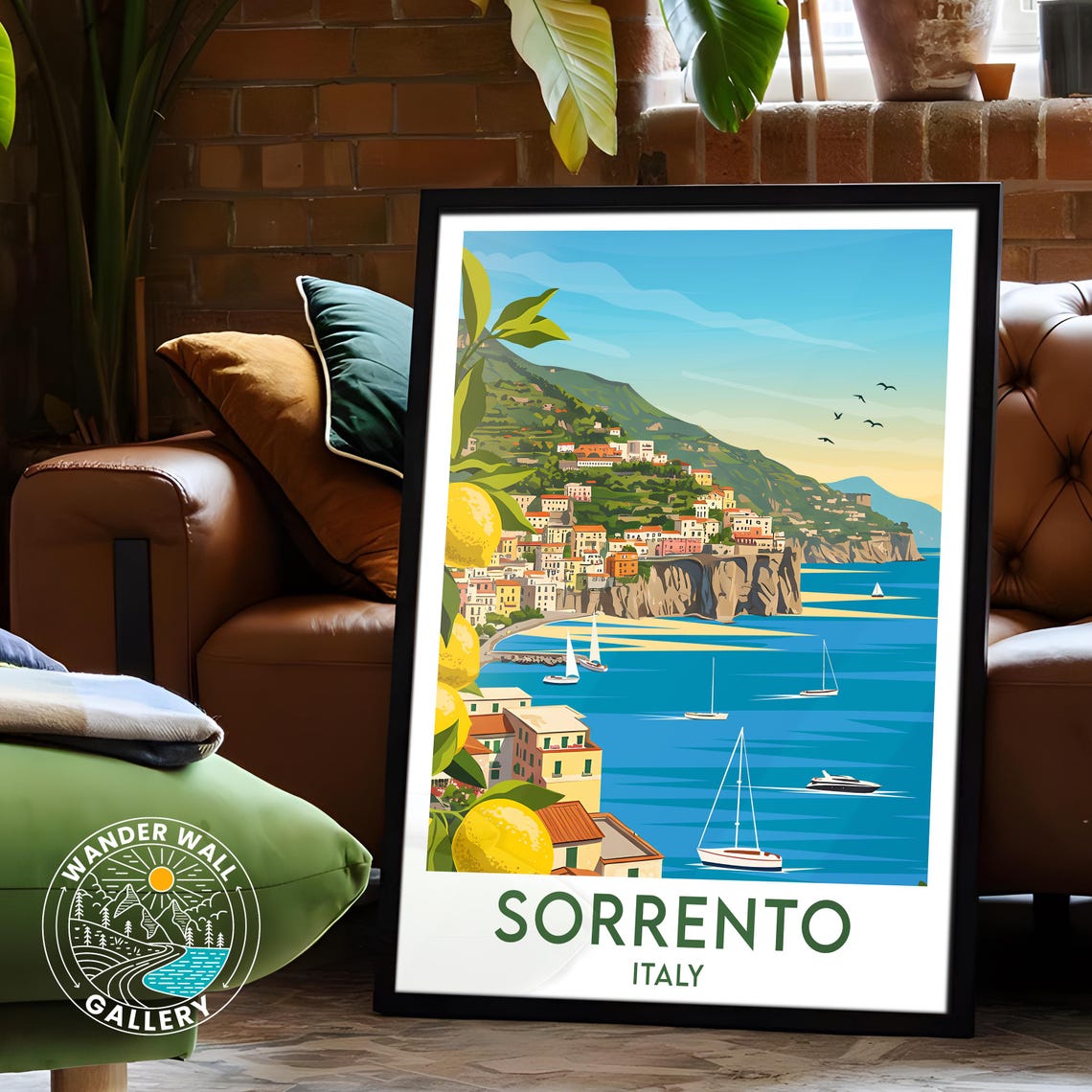 Sorrento Italy Amalfi Coast Cliffs Lemons Sailboats Harbor Poster - Image 6