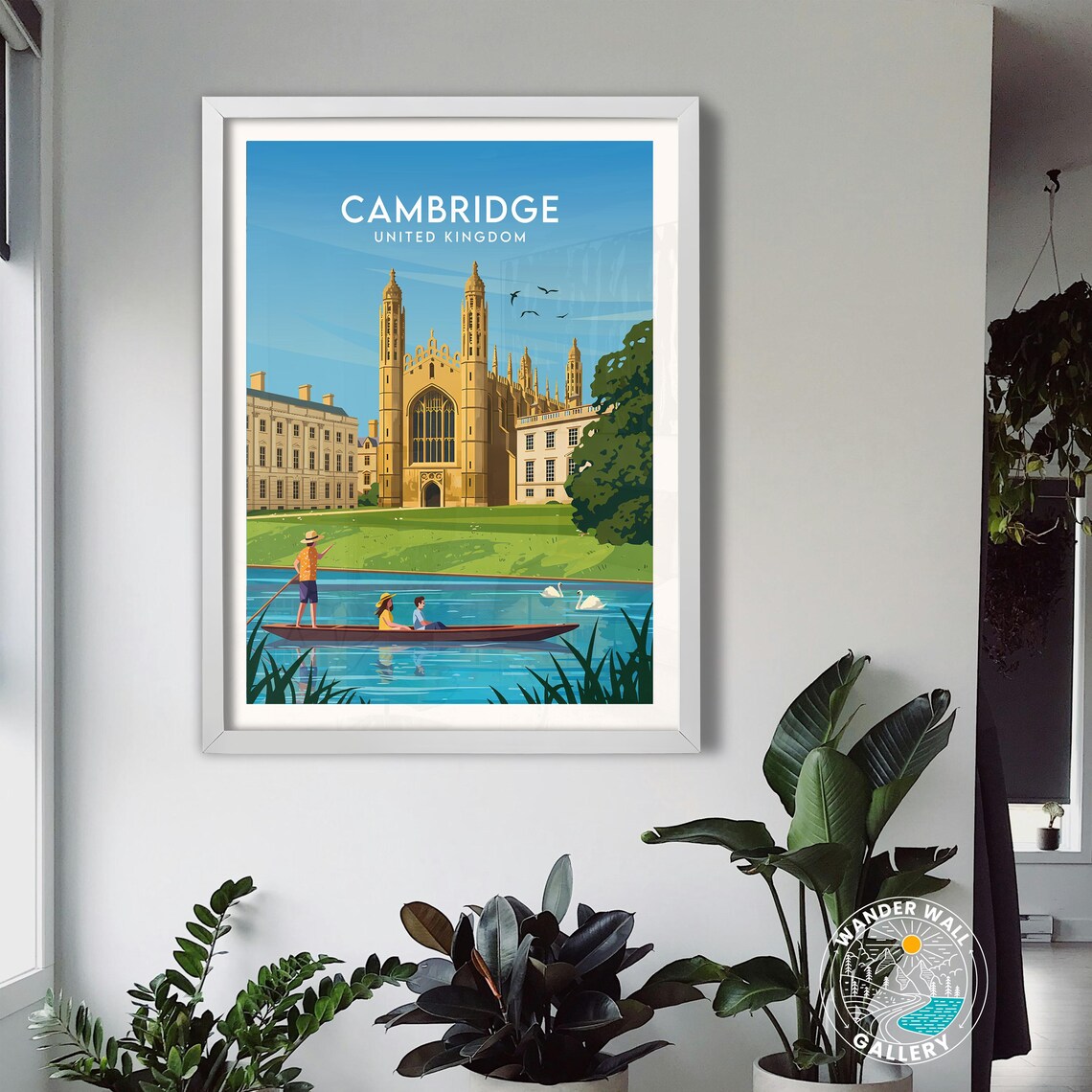 Cambridge United Kingdom Kings College Chapel Punting River Poster - Image 3