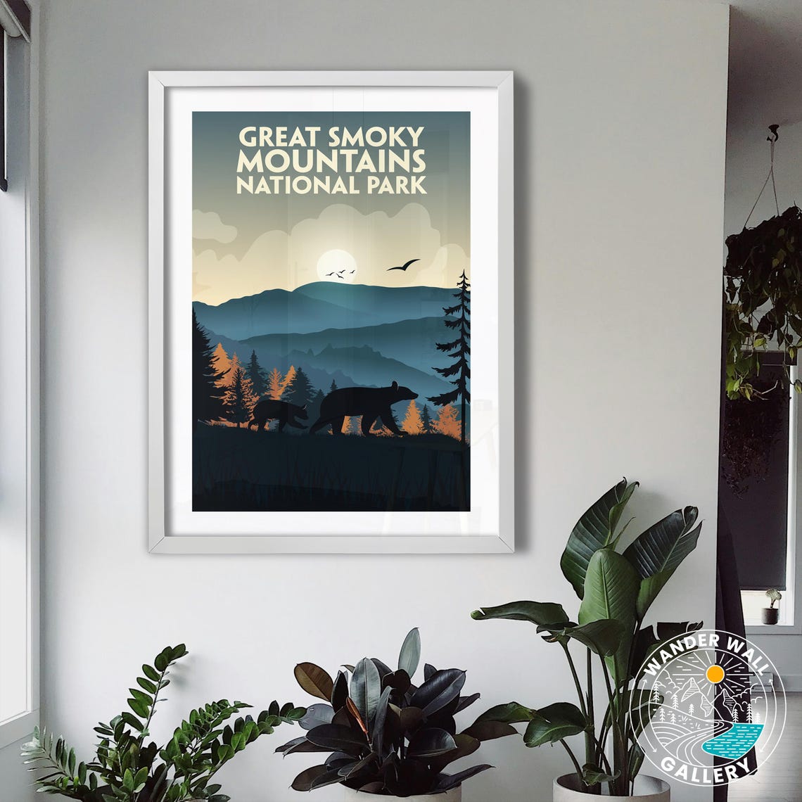 Great Smoky Mountains Black Bears Sunset Retro Travel Poster - Image 3