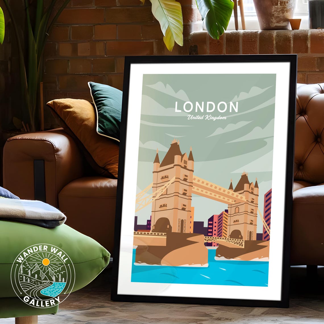 London Tower Bridge Thames River England Vintage Retro Travel Poster - Image 6