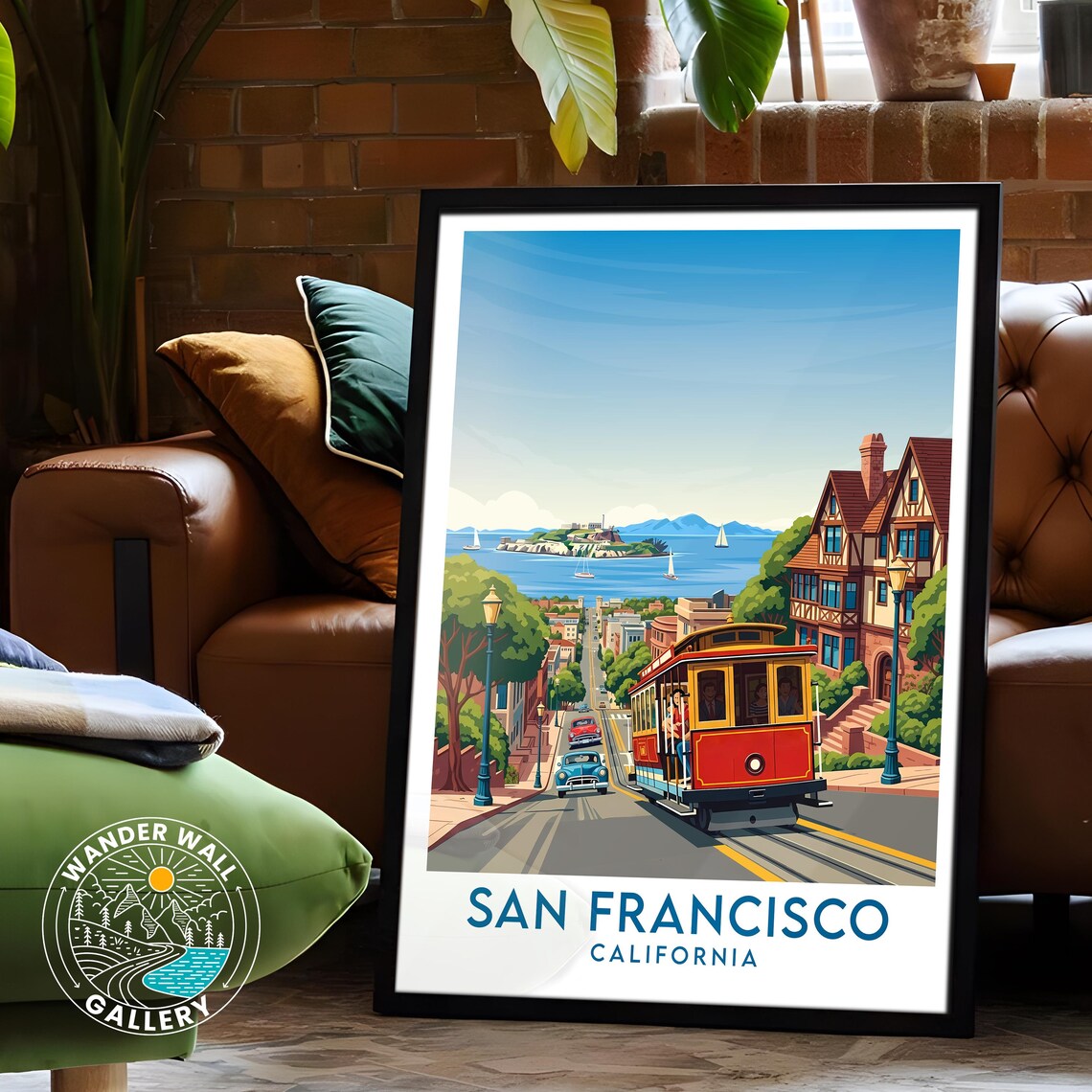 San Francisco Cable Car Alcatraz Bay Street Retro Travel Poster - Image 6