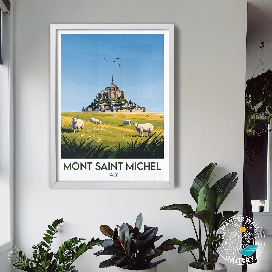 Mont Saint Michel Island Abbey Meadow Captioned Italy Travel Poster - Image 3
