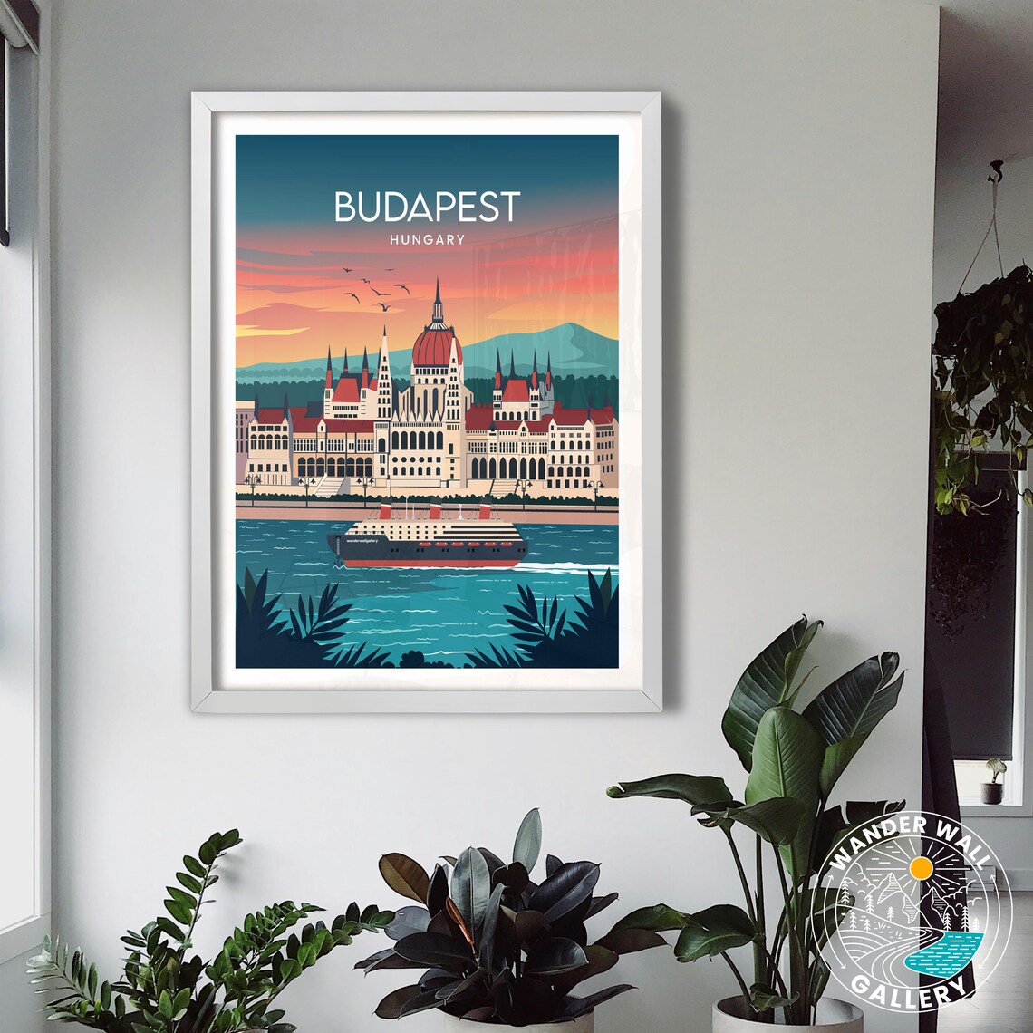 Budapest Parliament Building Danube Sunset Retro Hungary Travel Poster - Image 3