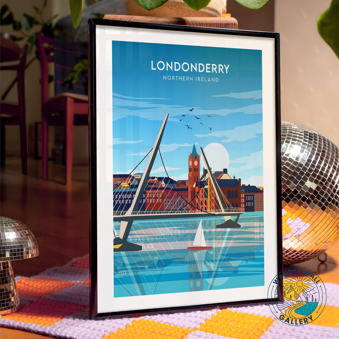 Londonderry Northern Ireland Peace Bridge River Reflections Poster - Image 4
