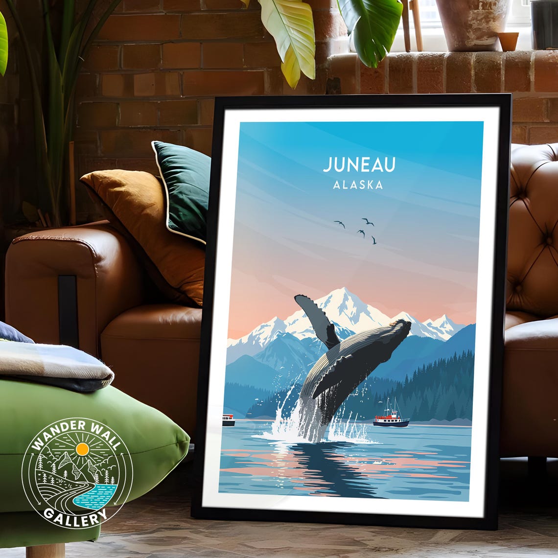 Juneau Alaska Breaching Humpback Whale Mountains Wildlife Poster - Image 6