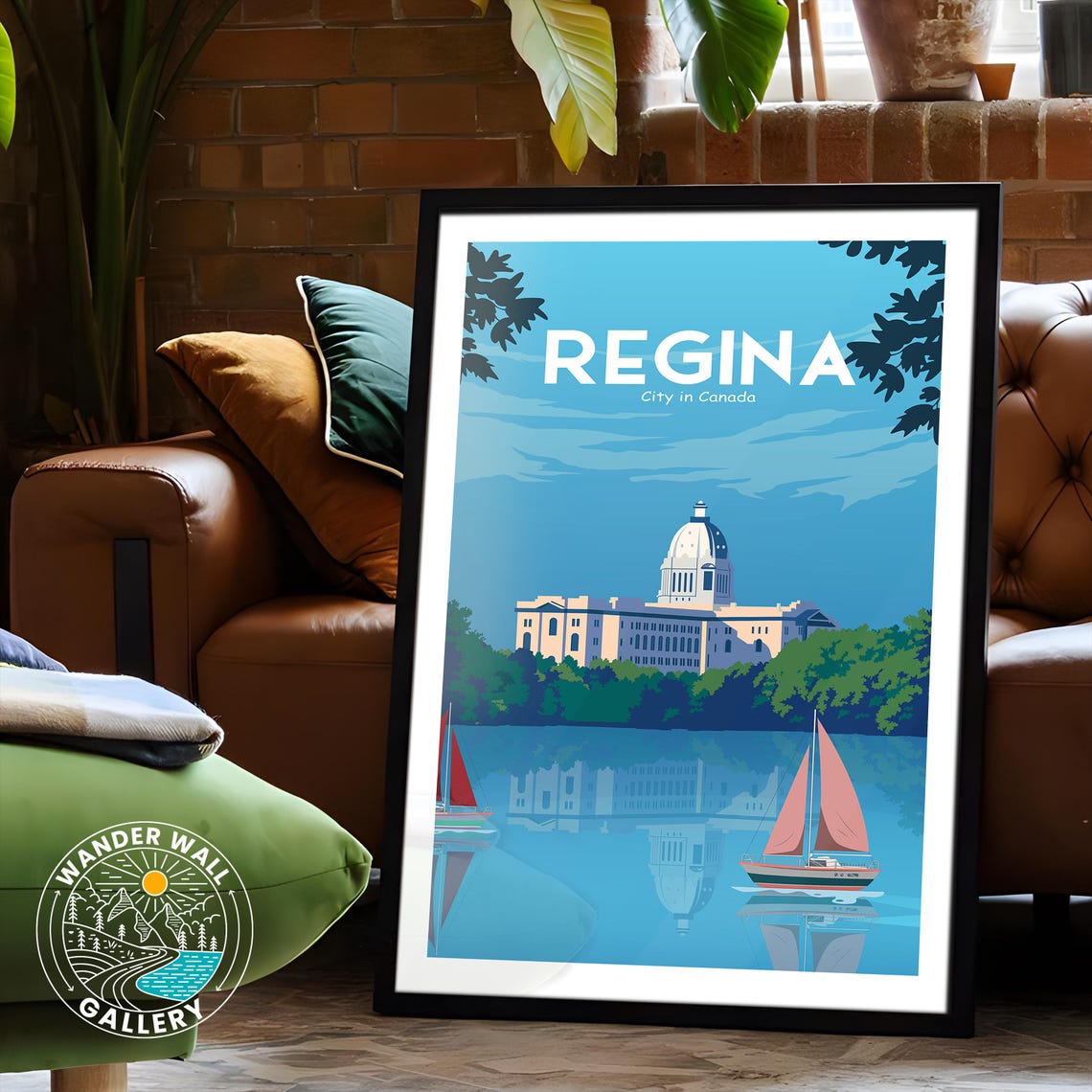 Regina Canada Legislative Building Lake Sailboats Retro Travel Poster - Image 6