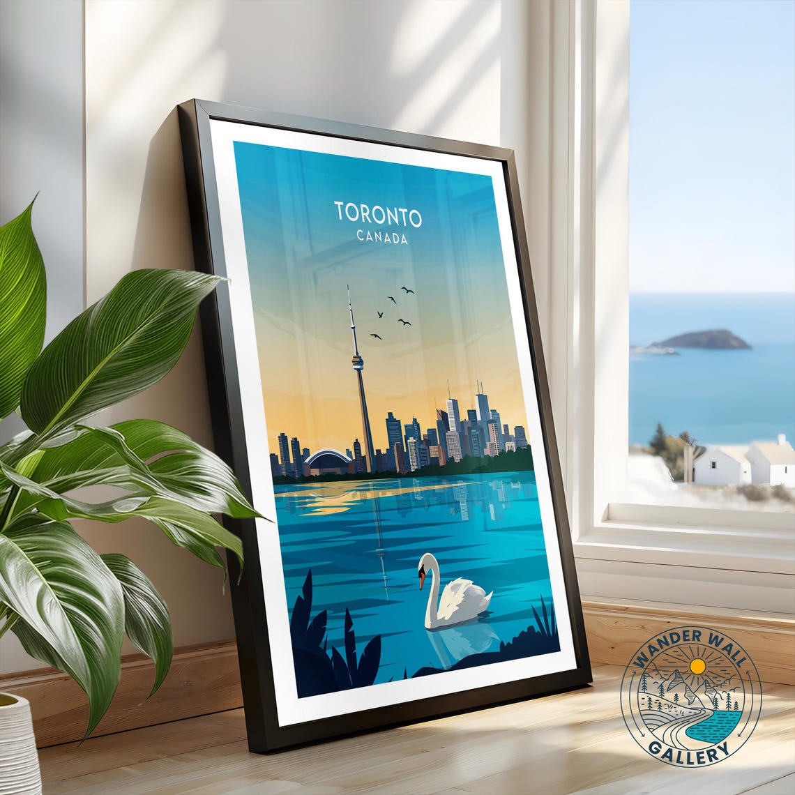 Toronto Canada CN Tower Skyline Swan Lake Sunset Travel Poster - Image 2