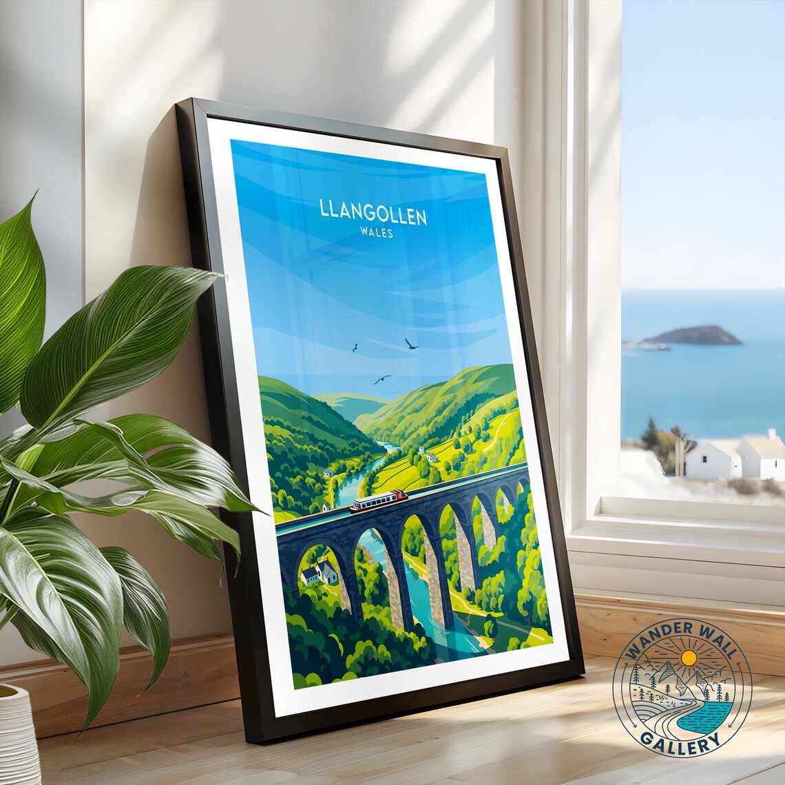 Llangollen Wales Canal Aqueduct Hillside Retro Travel Poster - Image 2