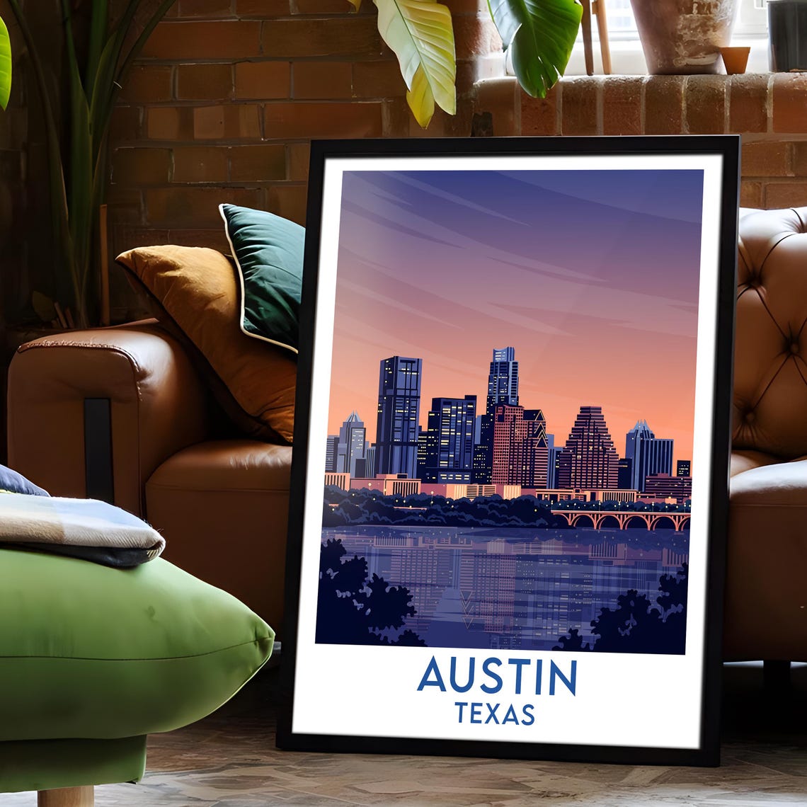 Austin Texas Sunset Skyline River Reflection Twilight Dusk Poster - Image 6
