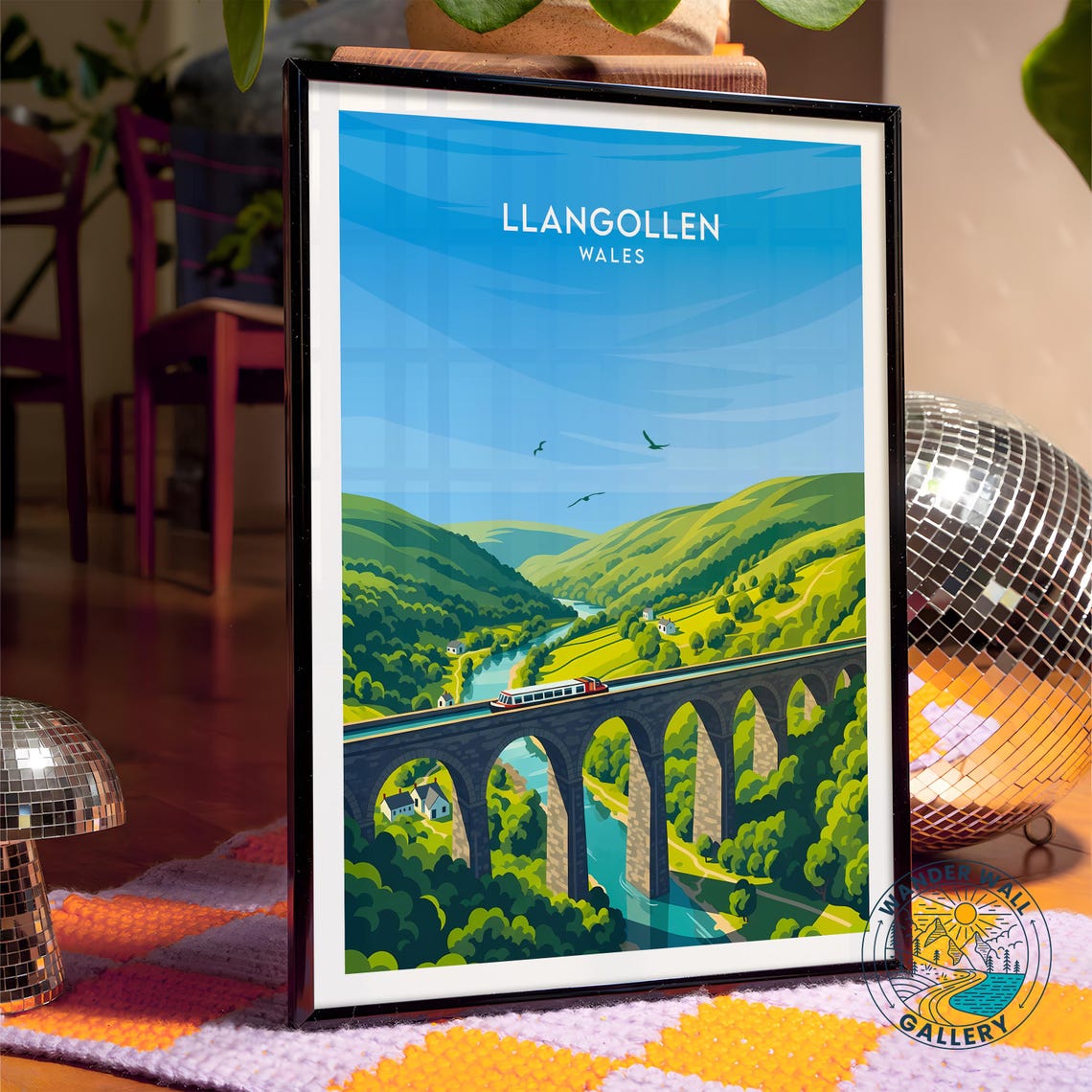 Llangollen Wales Canal Aqueduct Hillside Retro Travel Poster - Image 4
