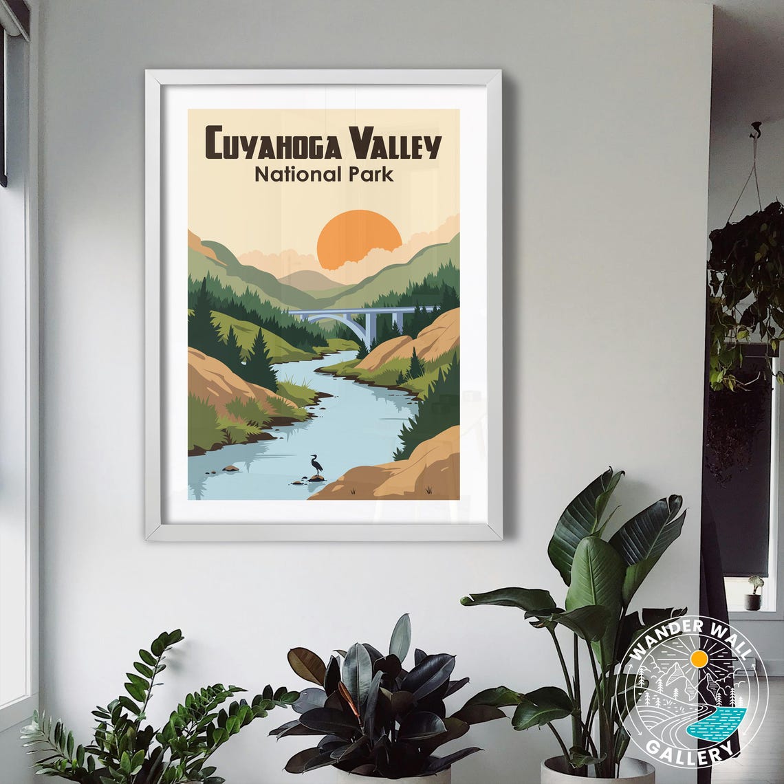 Cuyahoga Valley National Park River Heron Sunset Retro Travel Poster - Image 3