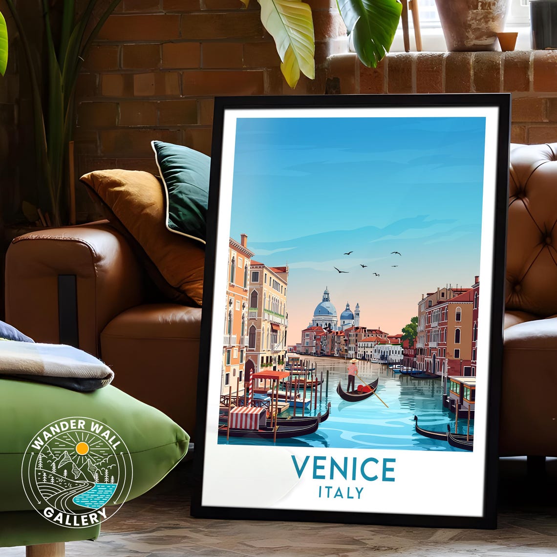 Venice Italy Canal Gondolas and Domed Basilica Vintage Travel Poster - Image 6