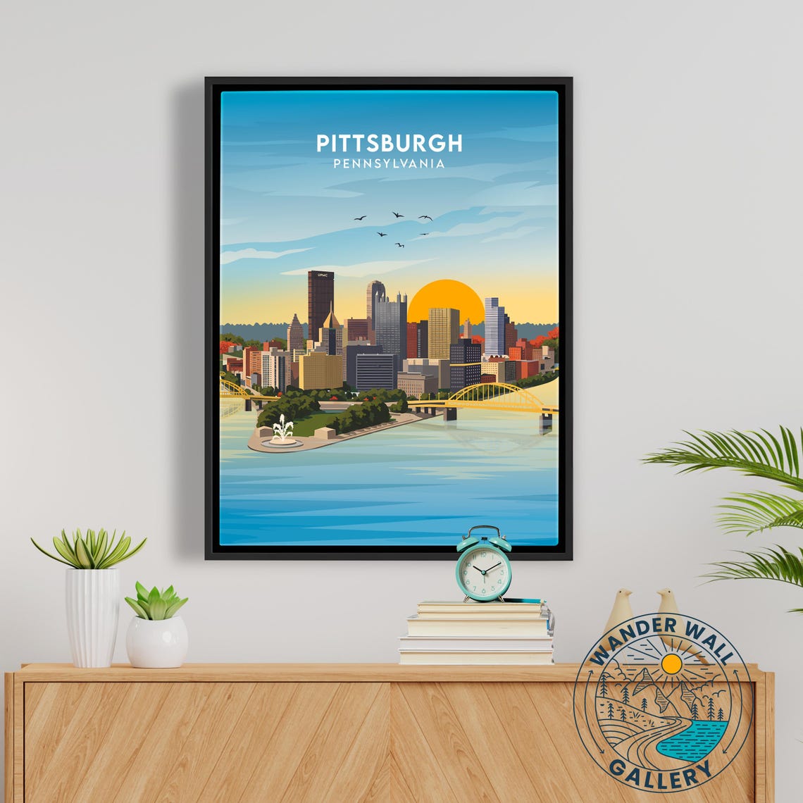 Pittsburgh Pennsylvania Skyline Bridge Golden Sunset River Poster - Image 5
