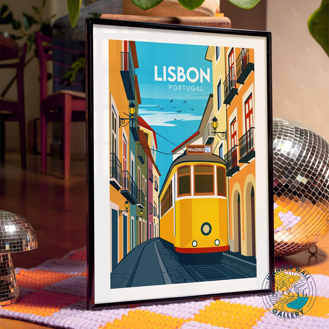 Lisbon Tram 28 Yellow Street Car Portugal Alfama Retro Travel Poster - Image 4