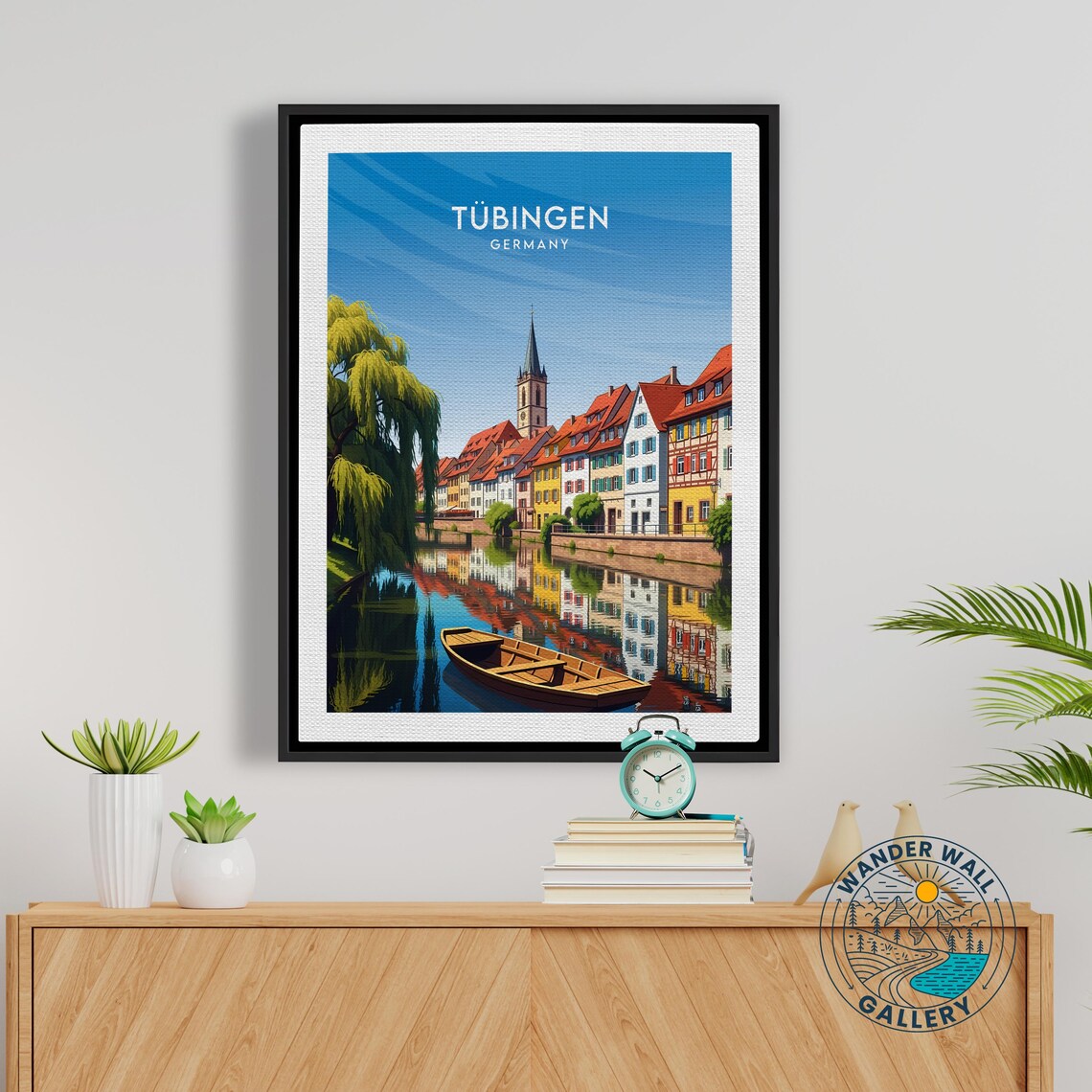 Tubingen Germany Riverside Old Town Church Retro Travel Poster - Image 5