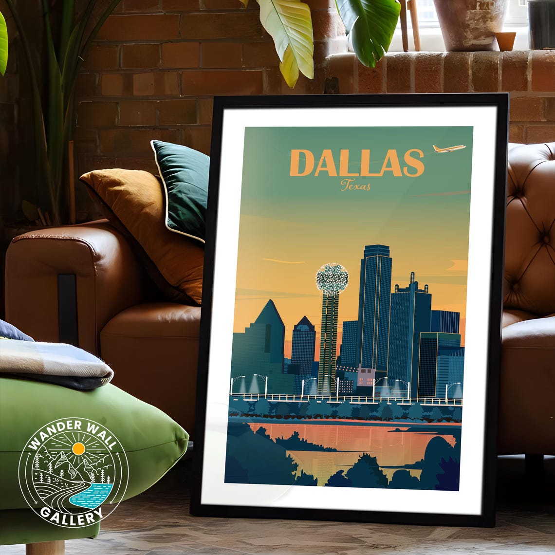 Dallas Texas Sunset Skyline Reunion Tower Retro Travel Poster - Image 6