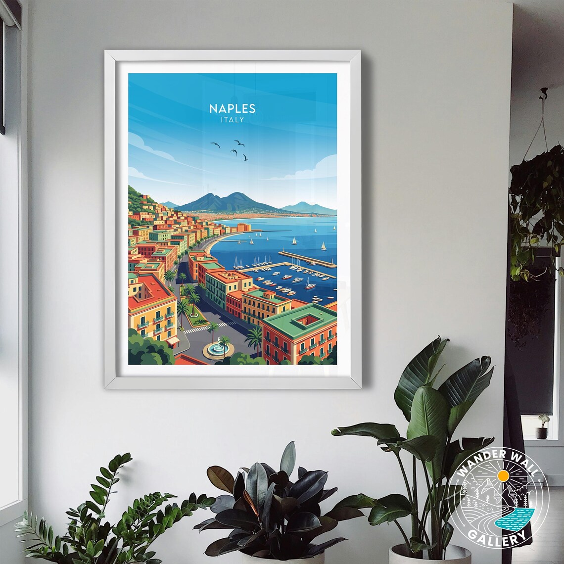 Naples Italy Bay Mount Vesuvius Marina Cityscape Coastal Travel Poster - Image 3